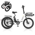 ABORON 3.0 Fat Tire Electric Trike for Senior Foldable E Bike, 500W Motorized Tricycle Adult 20" Folding 3 Wheel Electric Commute Bike Trike W/48V